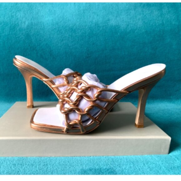 NIB Dee Ocleppo Leather Metallic Copper Caged Mule Sandals Belize 8.5 MSRP $375 - Picture 9 of 16